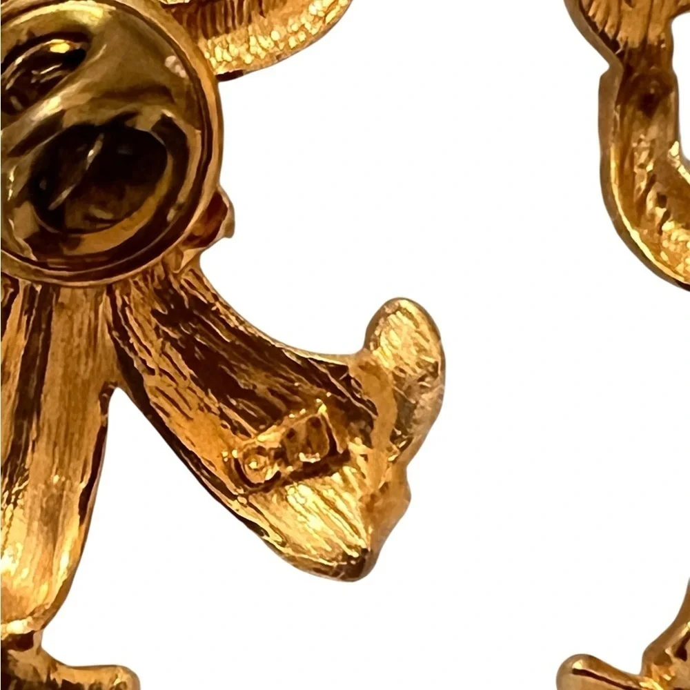 Two JJ Jonette Signed Clown Gold Tone Pins Juggling Cymbals